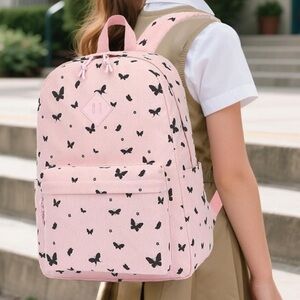 Pink corduroy Butterfly Backpack